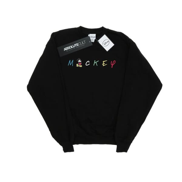 Disney Mens Musse Pigg Wording Logo Sweatshirt Black XXL