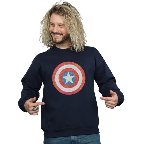 Marvel Mens Captain America Sketched Shield Sweatshirt