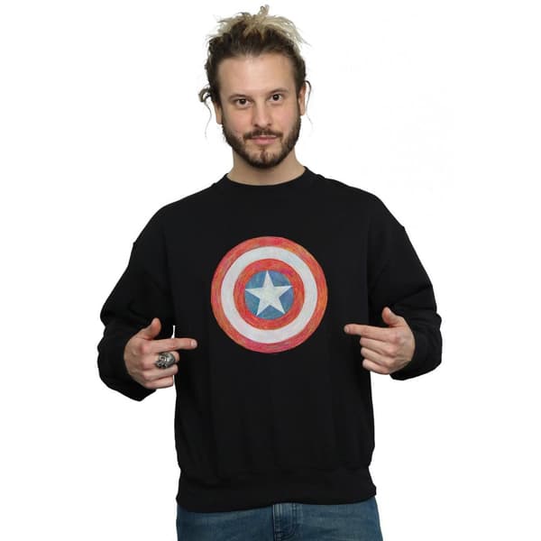 Marvel Mens Captain America Sketched Shield Sweatshirt