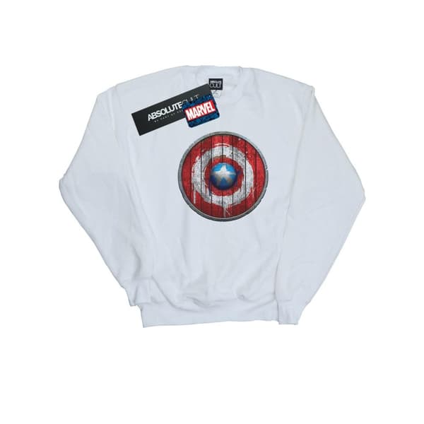 Marvel Boys Captain America Wooden Shield Sweatshirt White 7-8 Years