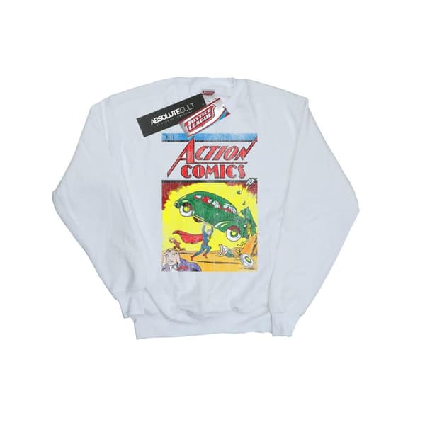 DC Comics Mens Superman Action Comics Issue 1 Cover Sweatshirt White L