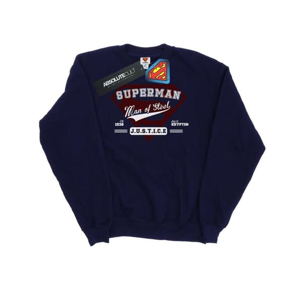 DC Comics Mens Superman Man Of Steel Sweatshirt Navy Blue M