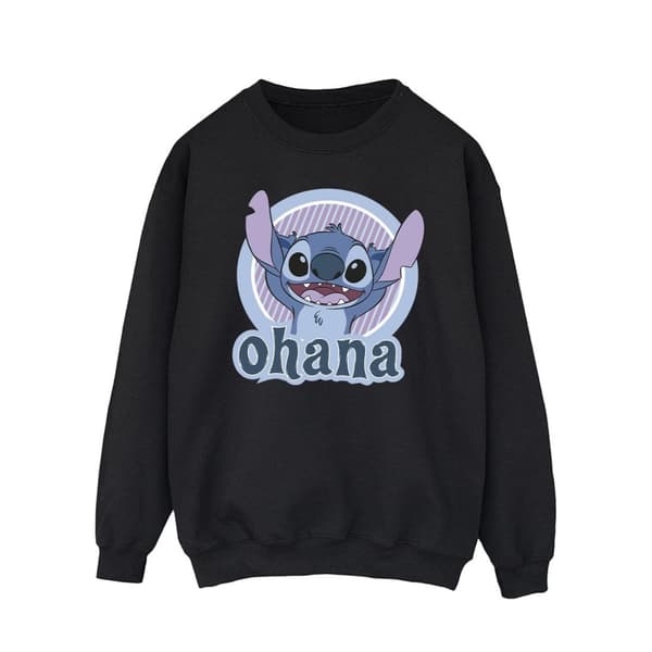 Disney Mens Lilo And Stitch Ohana Circle Sweatshirt Black XL