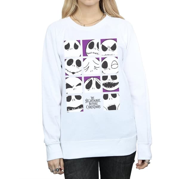Disney Dam/Tjej Nightmare Before Christmas Many Faces Of Jack Squares Sweatshirt