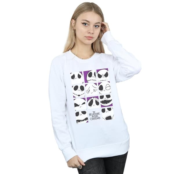 Disney Dam/Tjej Nightmare Before Christmas Many Faces Of Jack Squares Sweatshirt