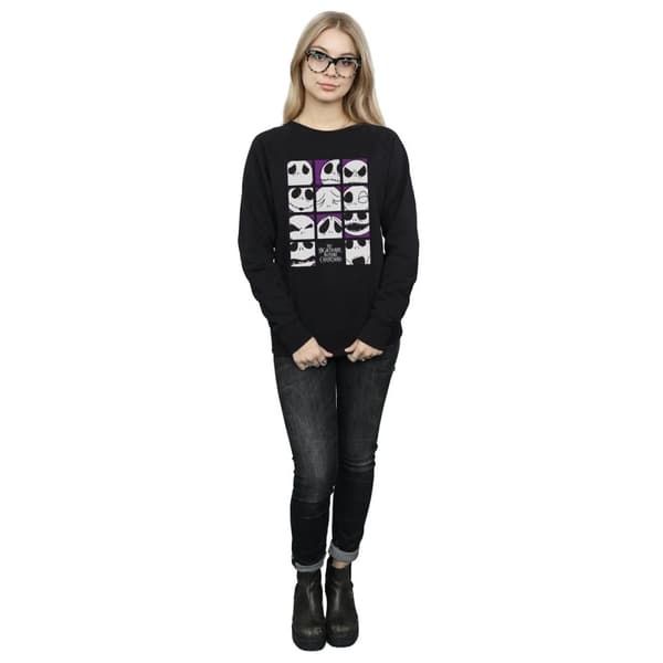 Disney Dam/Tjej Nightmare Before Christmas Many Faces Of Jack Squares Sweatshirt