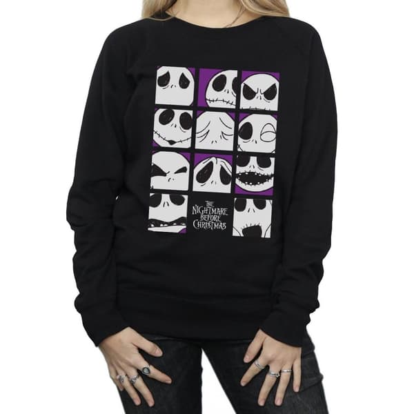 Disney Dam/Tjej Nightmare Before Christmas Many Faces Of Jack Squares Sweatshirt