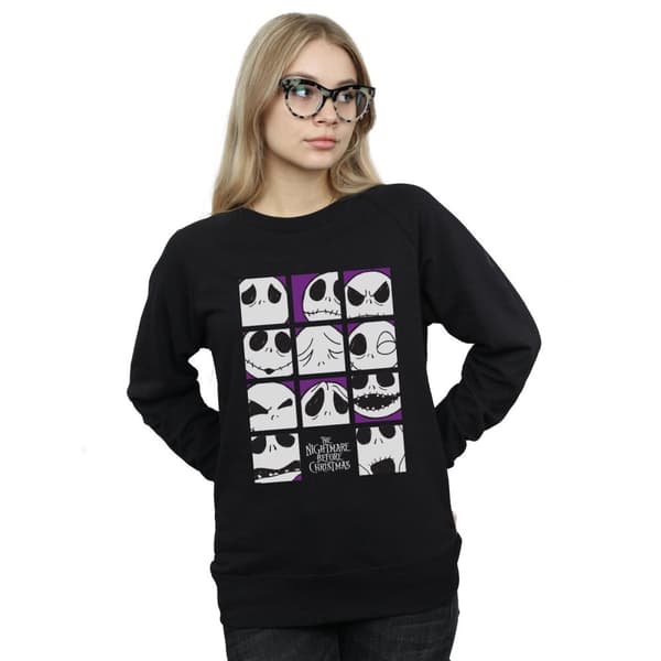 Disney Dam/Tjej Nightmare Before Christmas Many Faces Of Jack Squares Sweatshirt