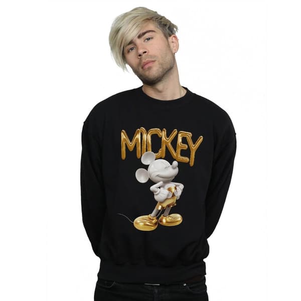 Disney Mens Mickey Mouse Gold Statue Sweatshirt