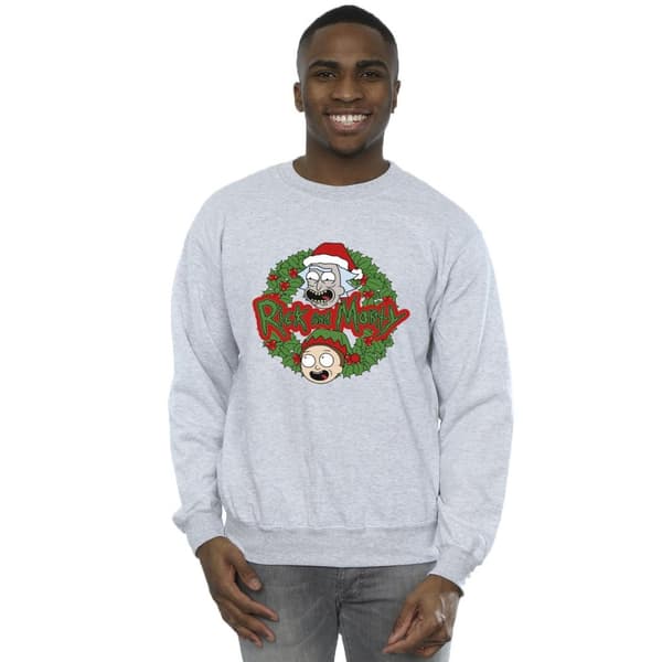 Rick And Morty Mens Christmas Wreath Sweatshirt