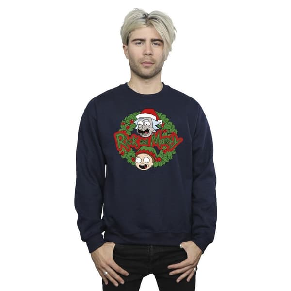 Rick And Morty Sweatshirt med julkrans för herrar