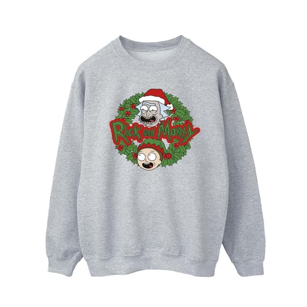Rick And Morty Mens Christmas Wreath Sweatshirt