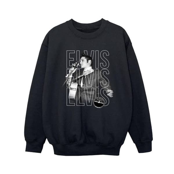 Elvis Boys Triple Logo Portrait Sweatshirt Black 3-4 Years