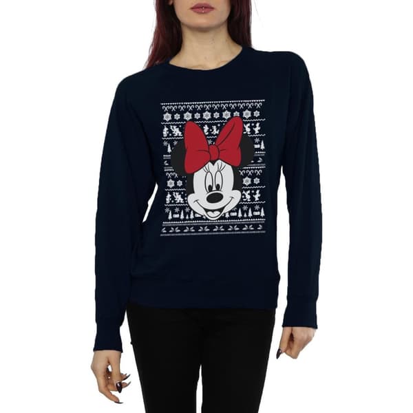 Disney Womens/Ladies Mickey Mouse Christmas Head Sweatshirt