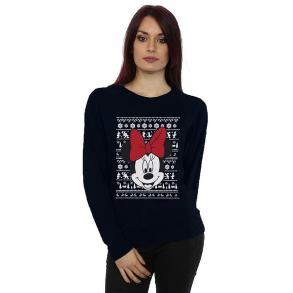 Disney Womens/Ladies Mickey Mouse Christmas Head Sweatshirt