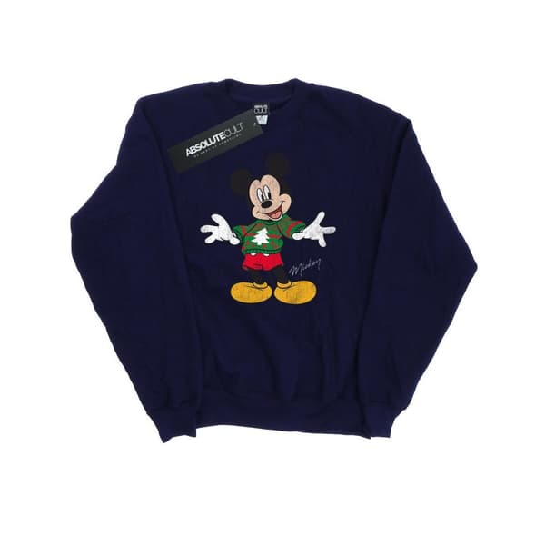 Disney Mens Mickey Mouse Christmas Jumper Sweatshirt Navy Blue XL