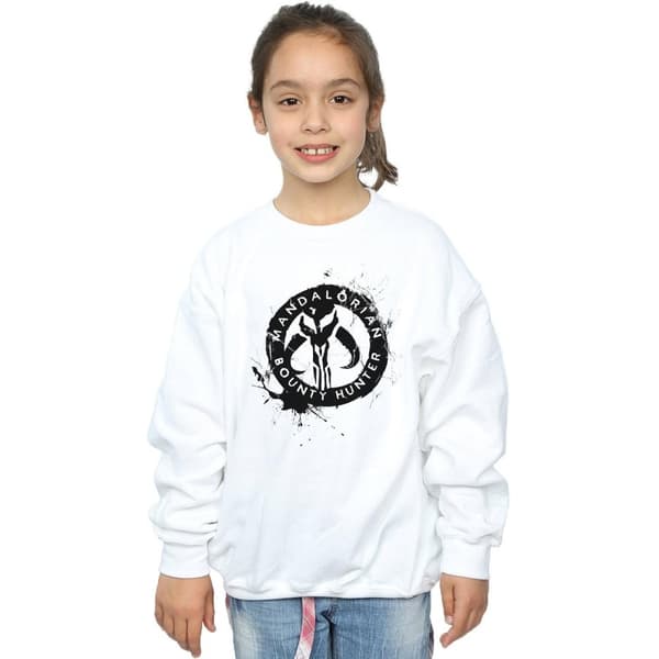 Star Wars Mandalorian Bounty Hunter Splatter Skull Sweatshirt för flickor