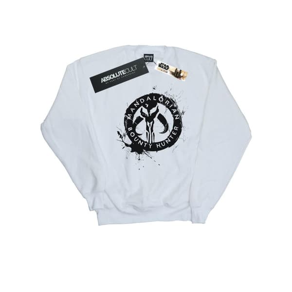 Star Wars Mandalorian Bounty Hunter Splatter Skull Sweatshirt för flickor White 7-8 Years