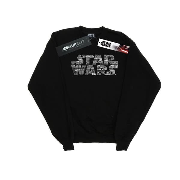 Star Wars Mens Repeat Text Logo Sweatshirt Black 3XL
