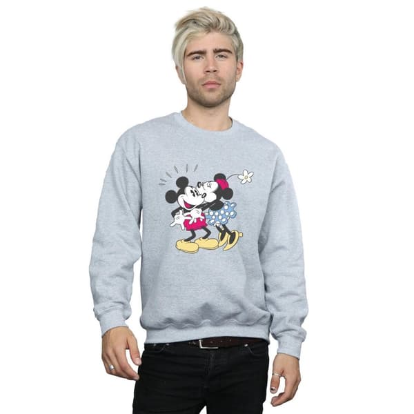Disney Mens Mickey And Minnie Mouse Kiss Sweatshirt