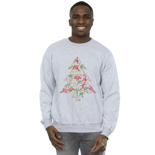 Marvel Mens Avengers Christmas Tree Sweatshirt