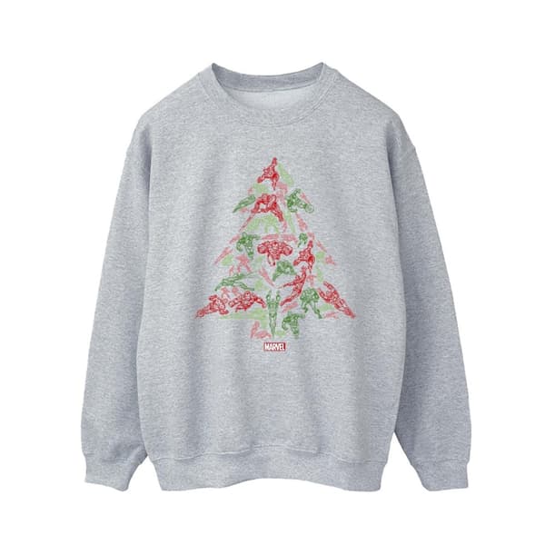 Marvel Mens Avengers Christmas Tree Sweatshirt