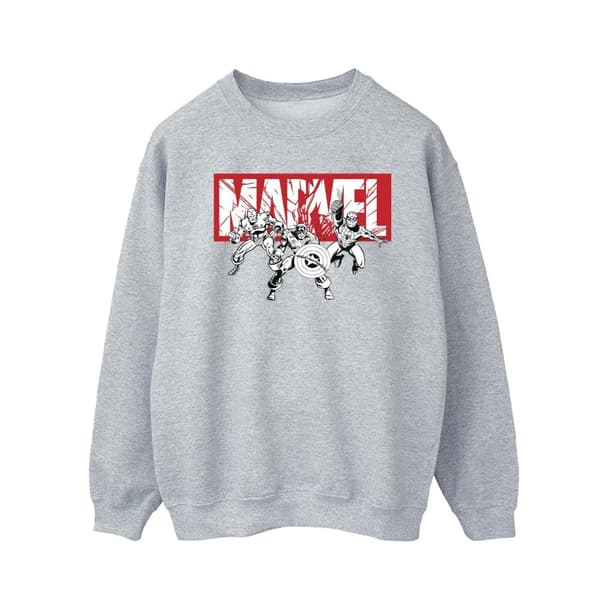Marvel Sweatshirt med hjältegrupp från Mens Comics Sports Grey L