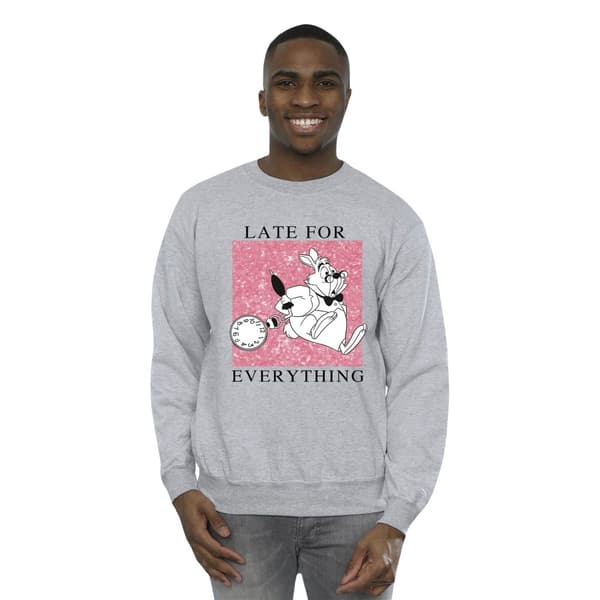 Disney Mens Alice In Wonderland White Rabbit Sweatshirt