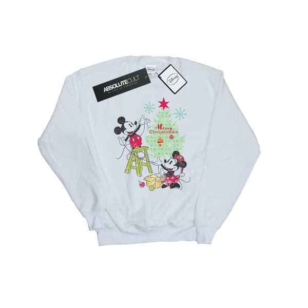 Disney Womens/Ladies Mickey And Minnie Christmas Tree Sweatshirt