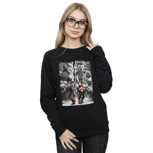 Marvel Womens/Ladies Falcon And Captain America Split Sweatshirt