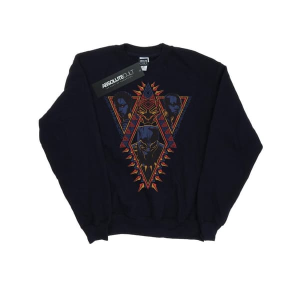 Marvel Girls Black Panther Tribal Heads Sweatshirt Navy Blue 7-8 Years