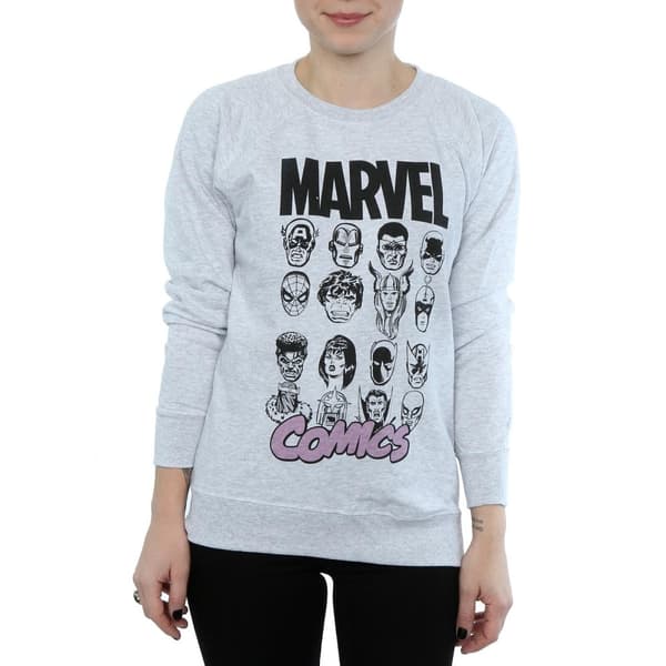Marvel Womens/Ladies Comics Mono Multi Heads Sweatshirt
