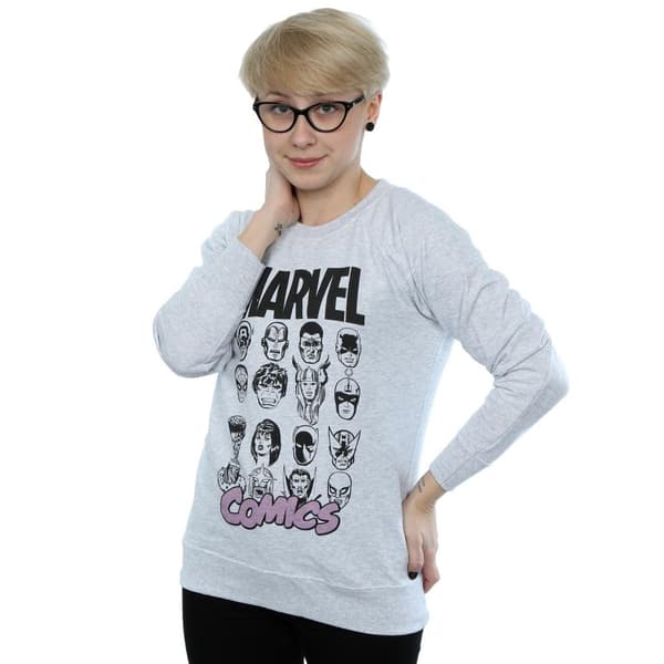 Marvel Womens/Ladies Comics Mono Multi Heads Sweatshirt