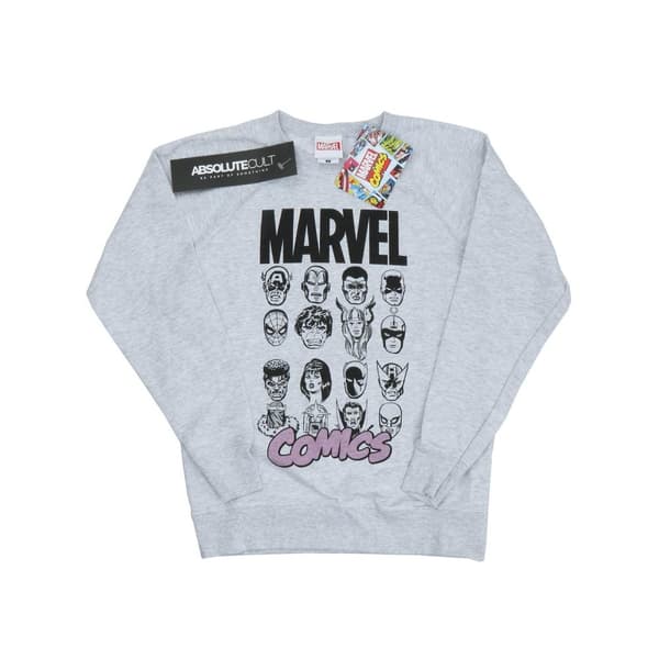 Marvel Womens/Ladies Comics Mono Multi Heads Sweatshirt Heather Grey XXL