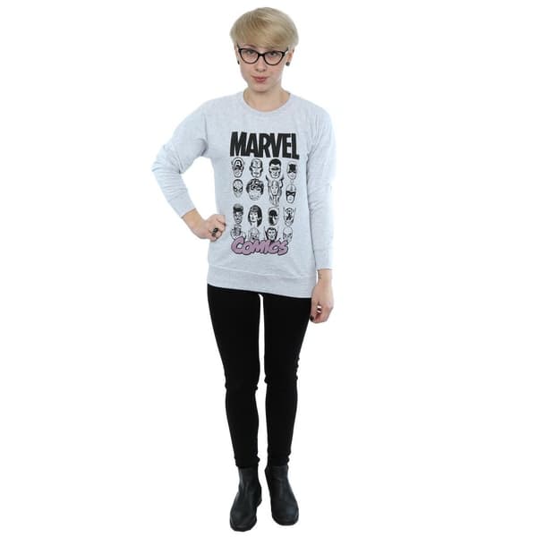 Marvel Womens/Ladies Comics Mono Multi Heads Sweatshirt