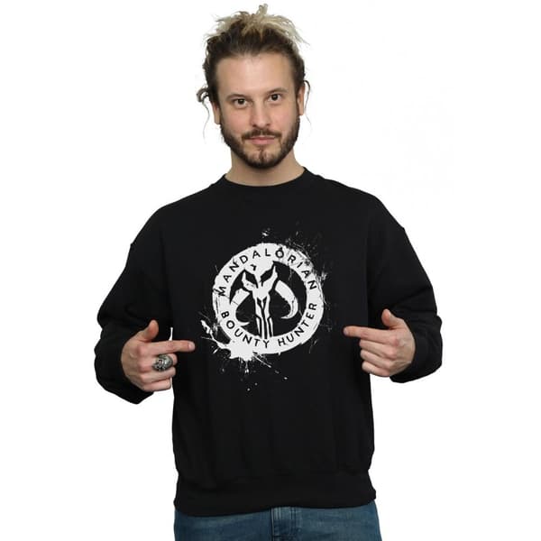 Star Wars Mens The Mandalorian Bounty Hunter Splatter Skull Sweatshirt