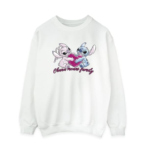 Disney Mens Lilo And Stitch Ohana Heart With Angel Sweatshirt White M