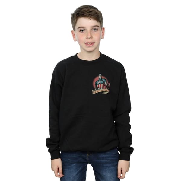 Marvel Boys Captain America Tattoo Breast Print Sweatshirt