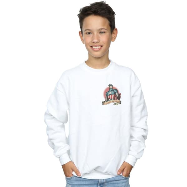 Marvel Sweatshirt med brösttryck och tatuering - Captain America, pojkar