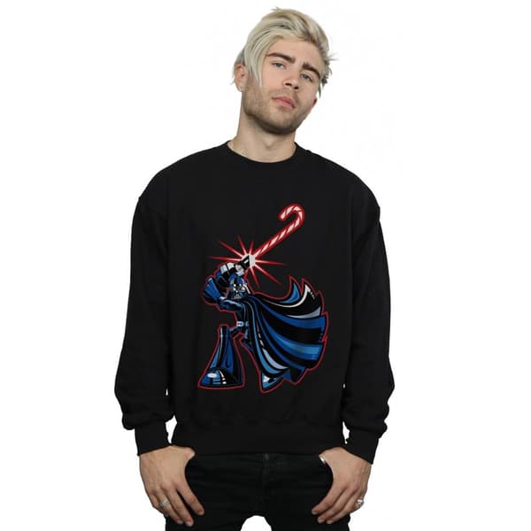 Star Wars Mens Darth Vader Christmas Candy Cane Sweatshirt
