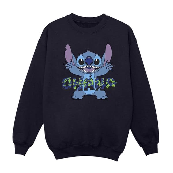 Disney Mens Lilo And Stitch Ohana Blue Glitch Sweatshirt