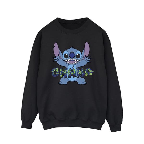 Disney Mens Lilo And Stitch Ohana Blå Glitch Sweatshirt