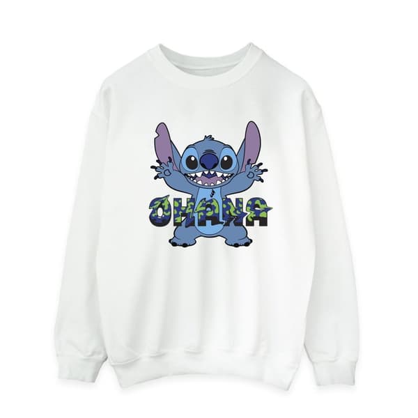 Disney Mens Lilo And Stitch Ohana Blue Glitch Sweatshirt