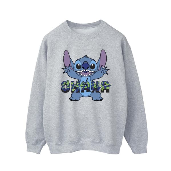 Disney Mens Lilo And Stitch Ohana Blå Glitch Sweatshirt