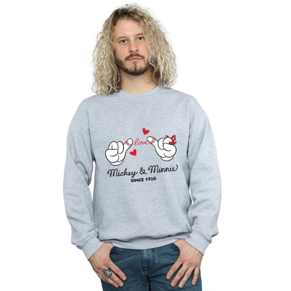 Disney Mens Musse Pigg Love Hands Sweatshirt