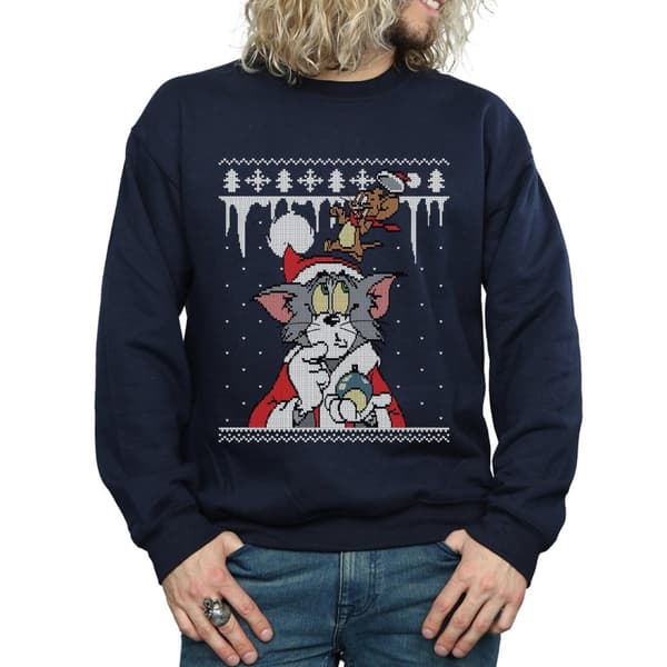 Tom And Jerry Mens Christmas Fair Isle Sweatshirt