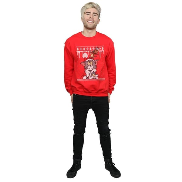 Tom And Jerry Mens Christmas Fair Isle Sweatshirt