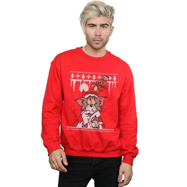 Tom And Jerry Mens Christmas Fair Isle Sweatshirt
