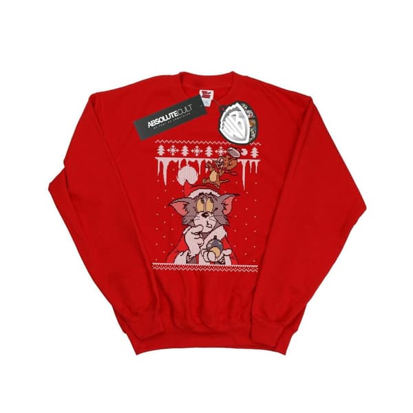 Tom And Jerry Mens Christmas Fair Isle Sweatshirt