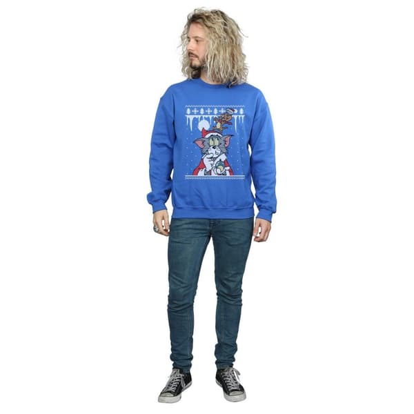 Tom And Jerry Mens Christmas Fair Isle Sweatshirt